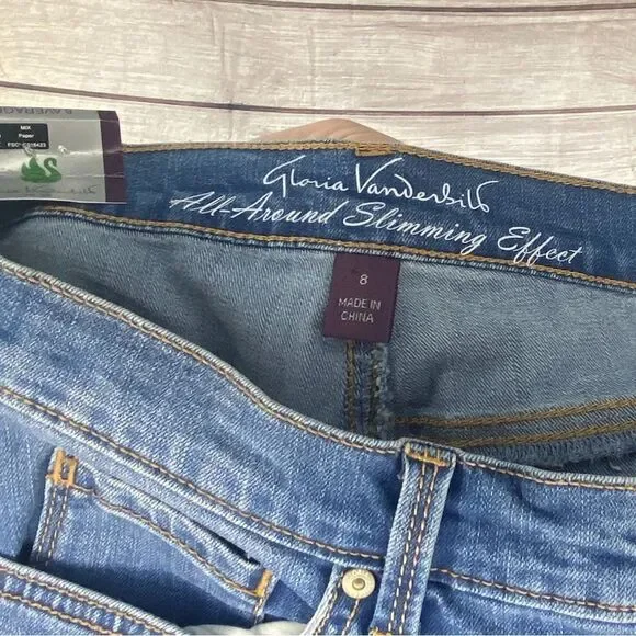 Ladies NWT size 8 average fit overall slimming jeans by Gloria Vanderbilt - Picture 11 of 13